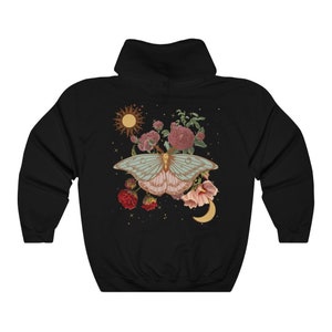 Fairycore clothing Goblincore Cottagecore Sweater Alt Clothing Alternative Clothing Cottagecore Clothing Luna Moth Trendy Oversized Hoodie image 3