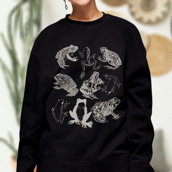 Toad Frog Gifts Dark Academia Goblincore Animal Sweatshirt Cute Frog Cottagecore Clothes Oversized Swearshirt Tree Frog Cottage Core