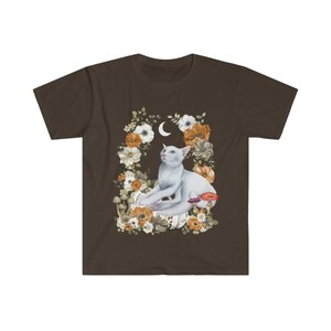 Mushroom Shirt Goblincore Fairycore Clothing Kawaii Cat Shirt Cottagecore Tshirt Goblin Core Clothes Coquette Aesthetic Botanical Shirt Soft Dark Chocolate