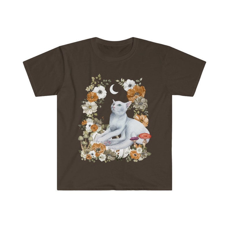 Mushroom Shirt Goblincore Fairycore Clothing Kawaii Cat Shirt Cottagecore Tshirt Goblin Core Clothes Coquette Aesthetic Botanical Shirt Soft Dark Chocolate
