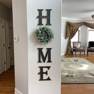 Black Stained Wood HOME Letters Sign: Wall Decor