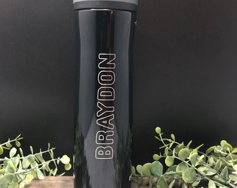 Personalized 24 Oz Contigo Cortland Water Bottle Leak Proof Stainless Steel  Black Gloss 