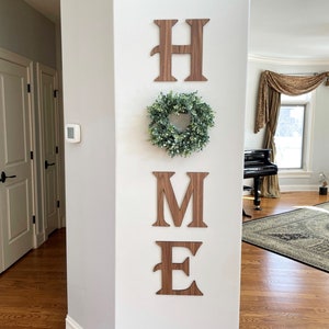HOME Letters Décor | Walnut Wood HOME Sign  |  Wooden Home Sign Wall Décor for Living Room, Foyer, Family Room  |  Home Decoration