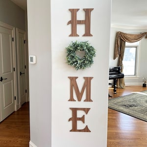 Walnut Wood HOME Letters Wall Decor - Entryway Sign