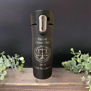 Personalized Matte Black Contigo Travel Mug: Laser Engraved Stainless Steel 16oz