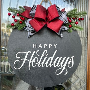 3D Happy Holidays Door Hanger: Winter Front Door Decor