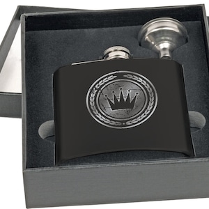Personalized Matte Black Flask: Laser Engraved Gift Box Set