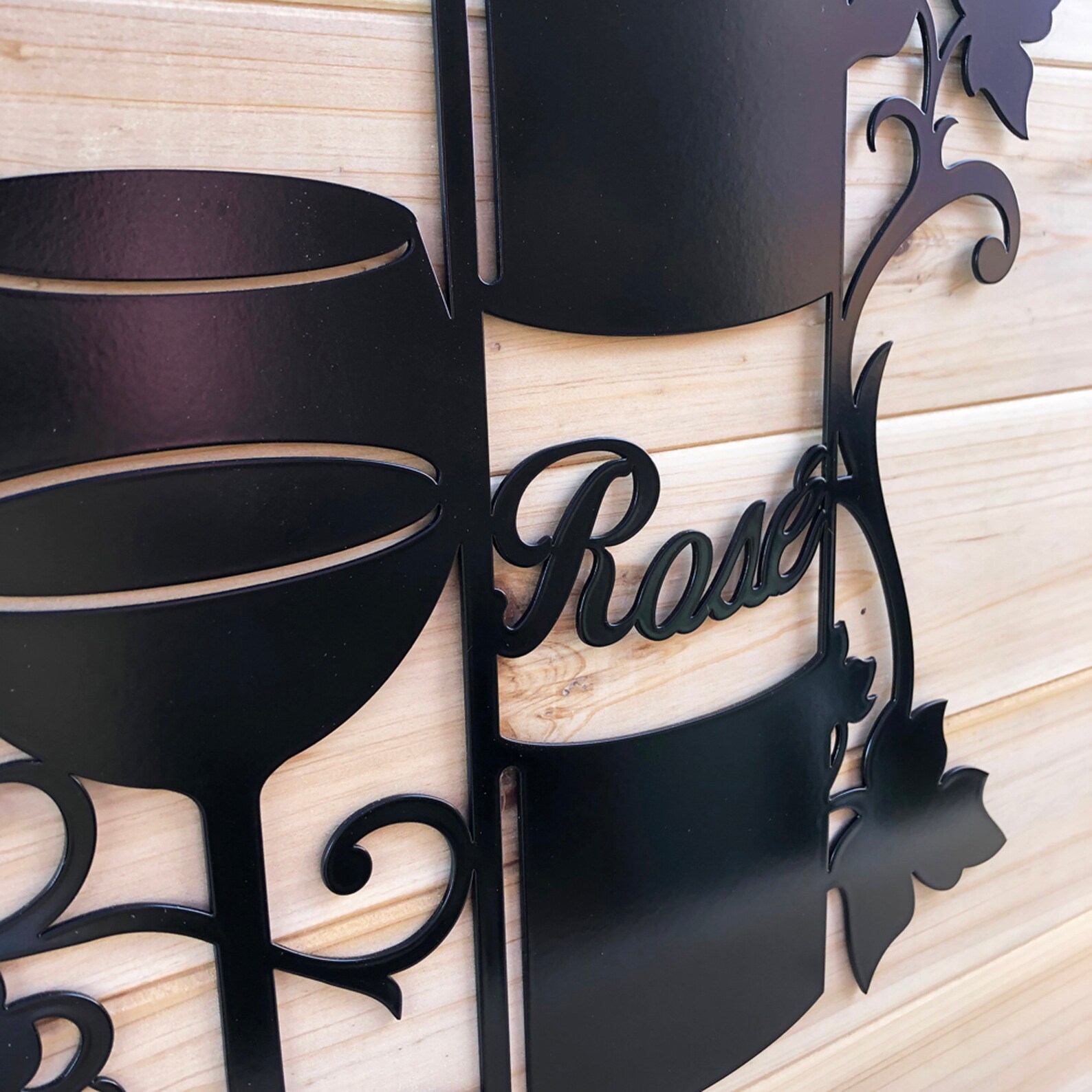 Wine Bottle Glass Metal Wall Art Rose Wine Decor Wine Lover Etsy