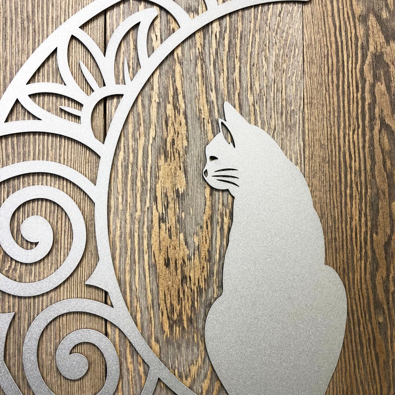Cat and Moon Metal Wall Art Etsy