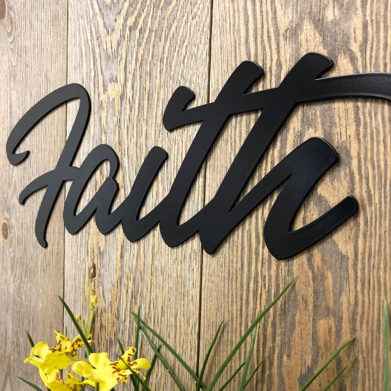 Faith Word Phrase Metal Wall Art Religious Metal Art Etsy