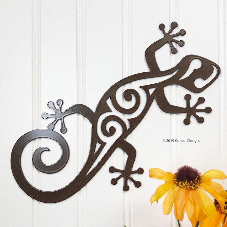Gecko Metal Wall Art Gecko Whimsical Swirl Design Gecko Etsy