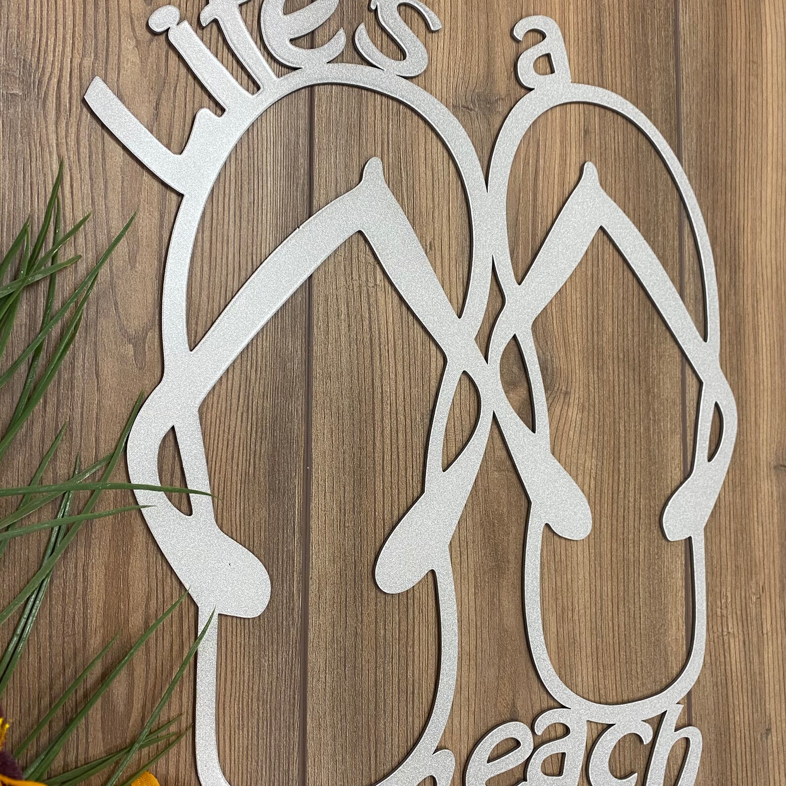 Lifes A Beach Flip Flops Metal Wall Art Sandals Metal Art Etsy