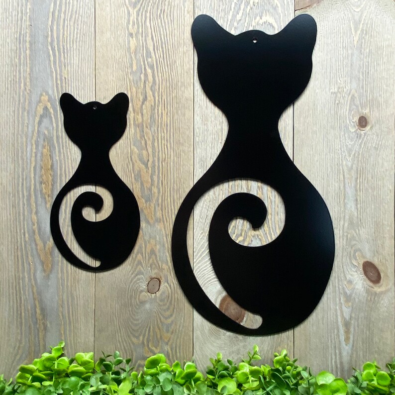 Cat Silhouette Metal Wall Art Cat Wall Decor Metal Cat Wall Etsy