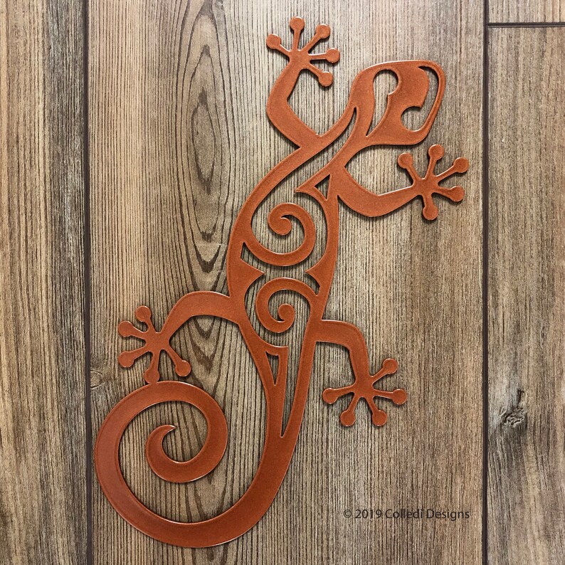 Gecko Metal Wall Art Gecko Whimsical Swirl Design Gecko Etsy