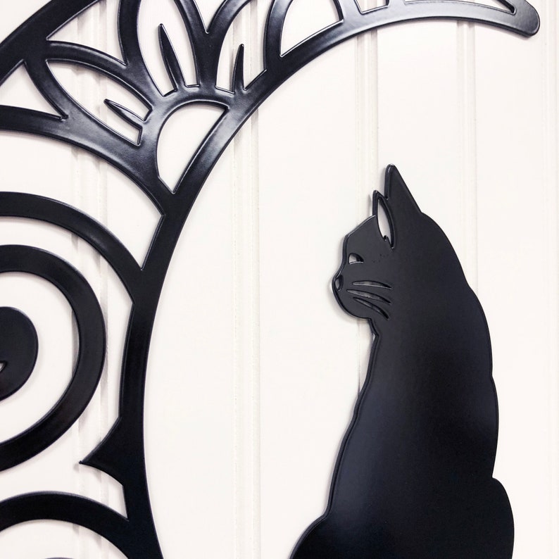 Cat and Moon Metal Wall Art Cat Lover Wall Decor Cat Lover Etsy