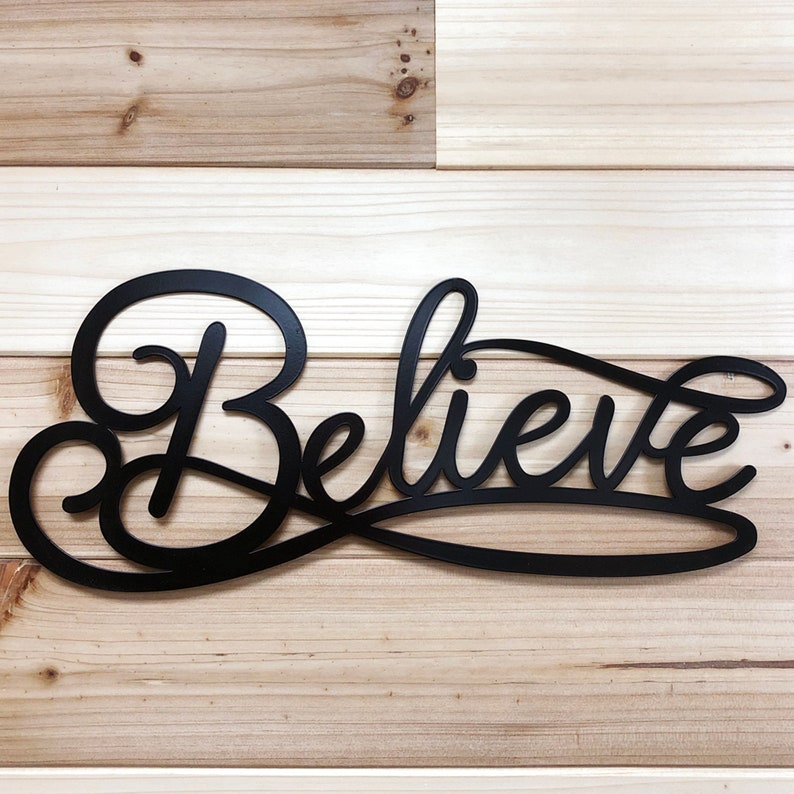 Believe Metal Wall Art Christian Metal Art Believe Word Etsy