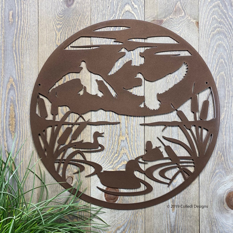 Ducks in Pond Metal Wall Art Hunting Theme Metal Art Duck Etsy