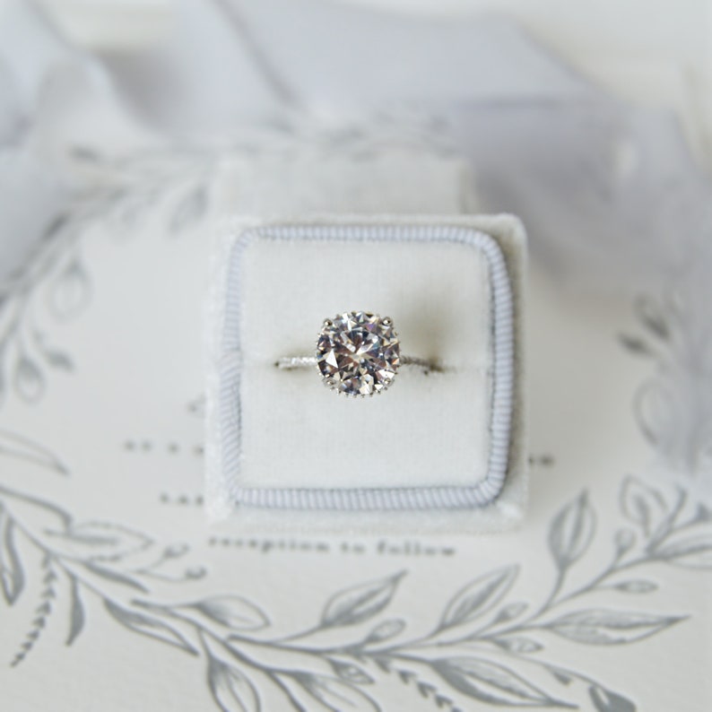 Hannah: Round Cut Solitaire with Under Halo CZ & Sterling Silver image 2