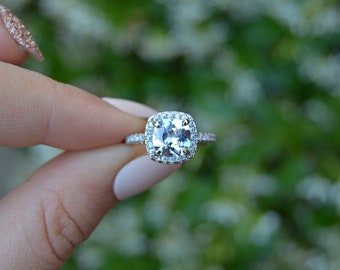 Charlotte: 2.5 Carat Cushion Cut with Halo - CZ & Sterling Silver