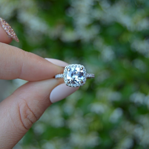 Charlotte: 2.5 Carat Cushion Cut with Halo - CZ & Sterling Silver