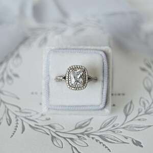 Olivia : Radiant Cut With Double Halo CZ & Sterling Silver - Etsy