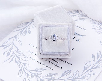 Leona: Emerald Cut with Side Accents Faux Engagement Ring - CZ & Sterling Silver