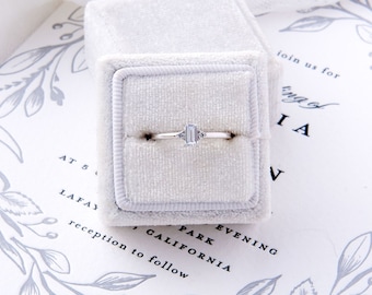 Gia: Dainty Emerald Cut Triple Stone Ring - CZ & Sterling Silver