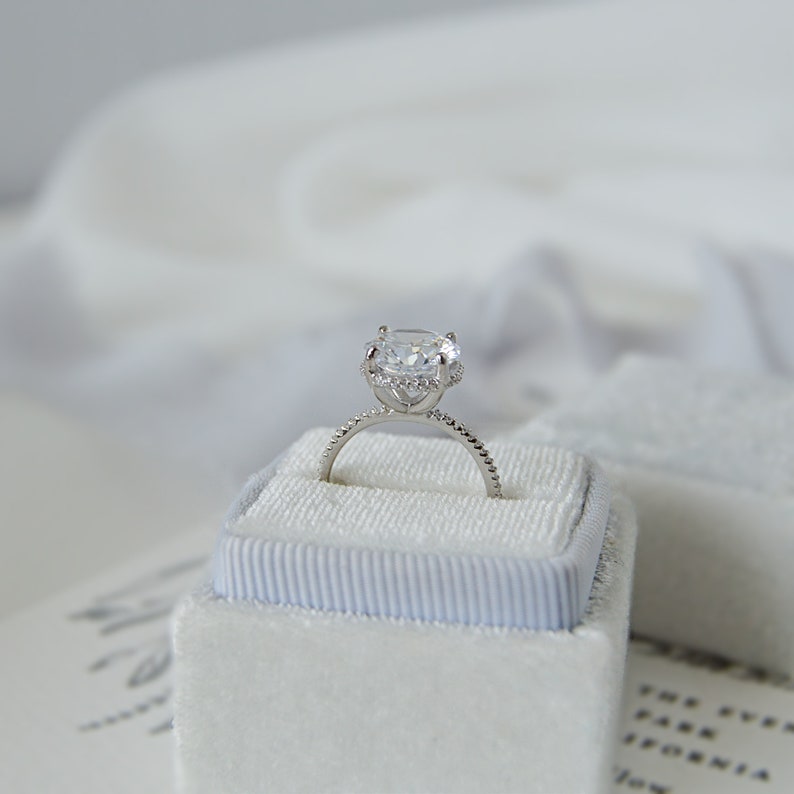 Hannah: Round Cut Solitaire with Under Halo CZ & Sterling Silver image 4