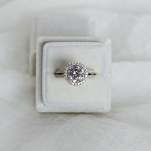 Kiara: Round Halo Ring W/ Double Band and Under Halo CZ & - Etsy