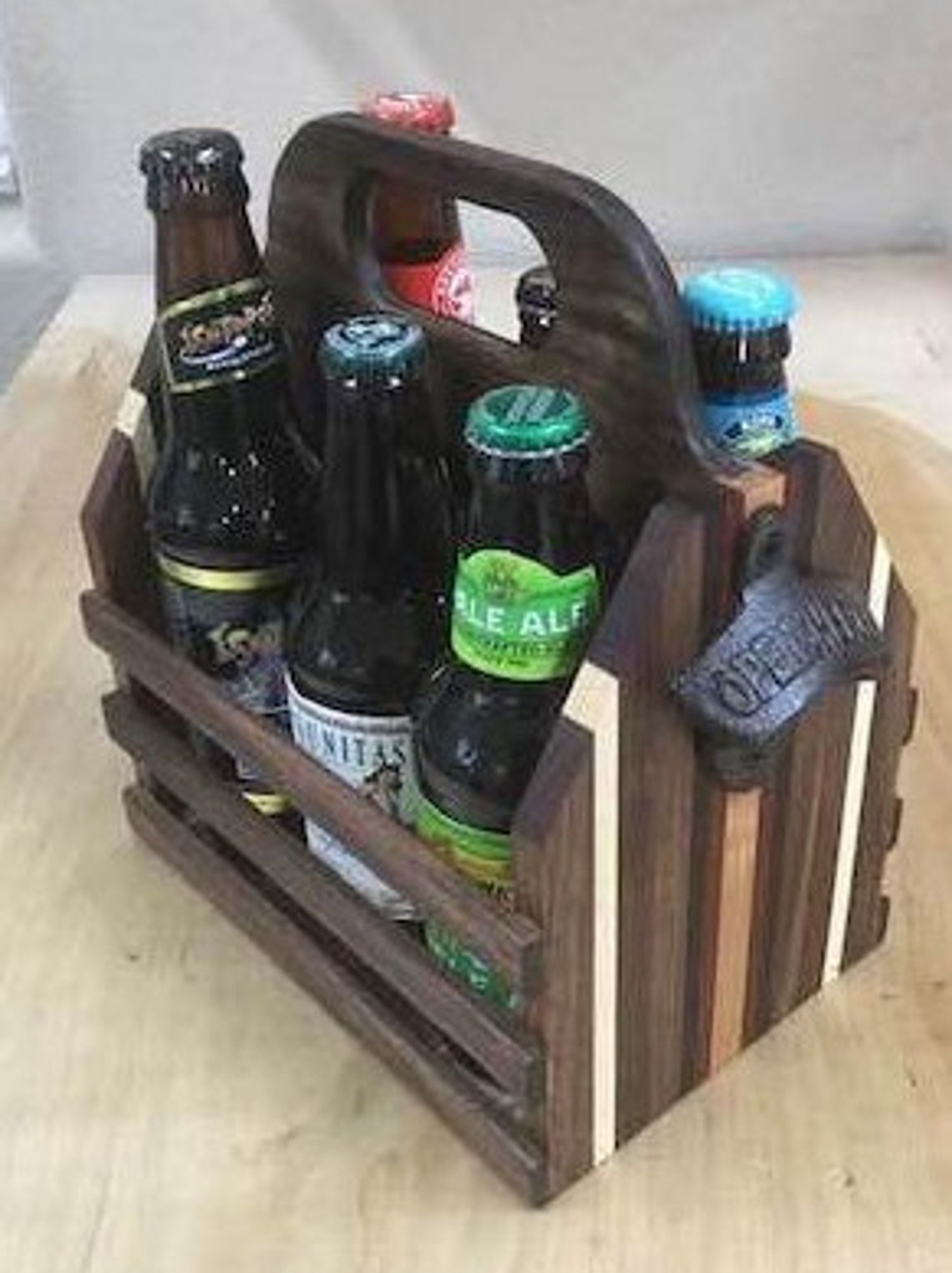 Hardwood Bottle Case Beer Bottle Caddy Craft Bottle Case Etsy