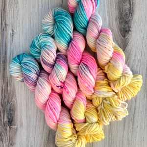 The “Claire’s Macaroons” yarn—hand dyed, Bulky yarn, Pastel