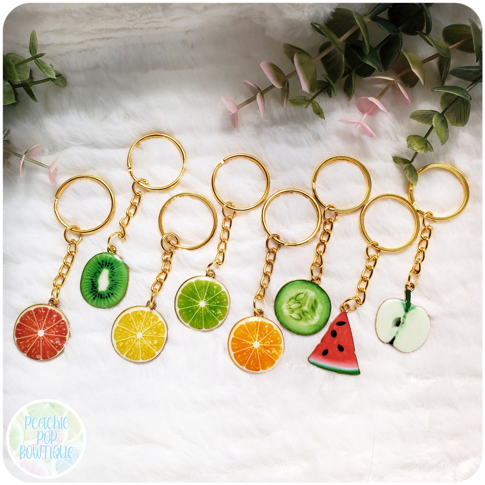 Lemon Fruit Charm Keychain Grapefruit Orange Kiwi Lime Etsy