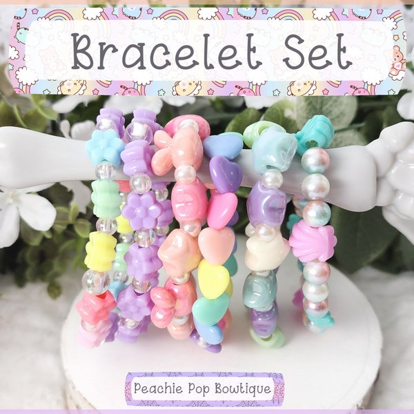 Bracelet Set, Grab Bag, Stackable Bracelets, Bead Bracelet, Kawaii Bracelet, Fairy Kei, Kandi Bracelet, Decora Kei, Birthday Gift