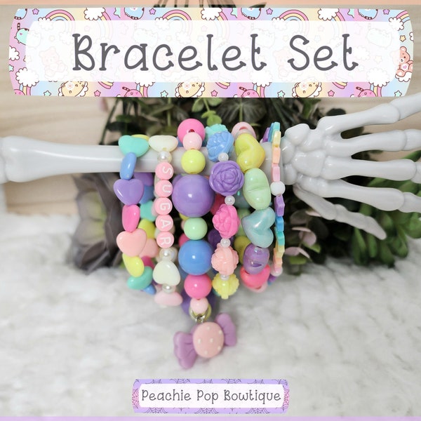 Bracelet Set, Grab Bag, Stackable Bracelets, Bead Bracelet, Kawaii Bracelet, Fairy Kei, Kandi Bracelet, Decora Kei, Birthday Gift