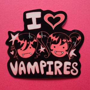 Sticker vampire coeur rose et noir