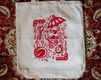 pretty odd red canvas tote