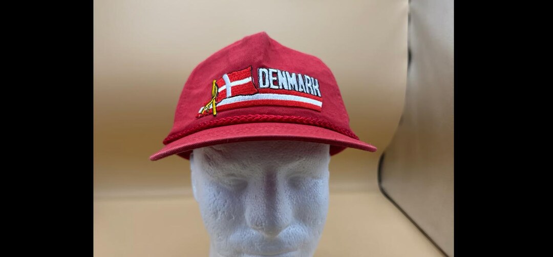 Vintage Denmark Hat Snap Back Red Rope Cap One Size Cotton 80s 90s ...
