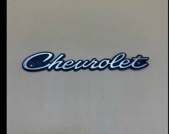 Vintage Chevrolet Impala Script Logo Grille Emblem Badge Metal Tin Car Auto Part