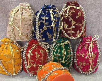 Potli Bag Rajasthani Embroidery|Indian Wedding favors-Mehendi-Sangeet-Haldi-Ramdan-Pooja-Nikah favors-Bollywood Party-Rakhi-Diwali Eid Gift