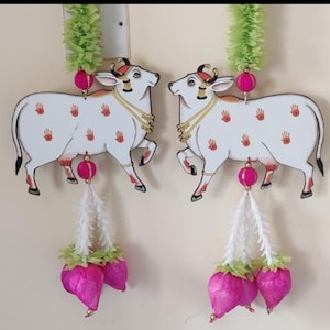 Pichwai KaamDhenu Cow-Lotus Buds-Ganesh Chaturthi Decoration-Temple Decor-Durga Puja decor-Kids-Living Room Home-Diwali-Wedding BackDrops