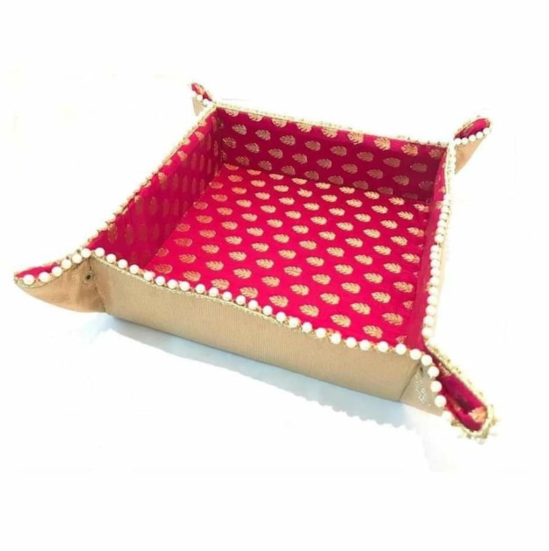 Brocade *Discounted Price* Foldable Indian Multi PurposeTray|Basket|Nuts|Mithai Box|Bhaji box|Hindu Wedding|Punjabi wedding|Wedding utility