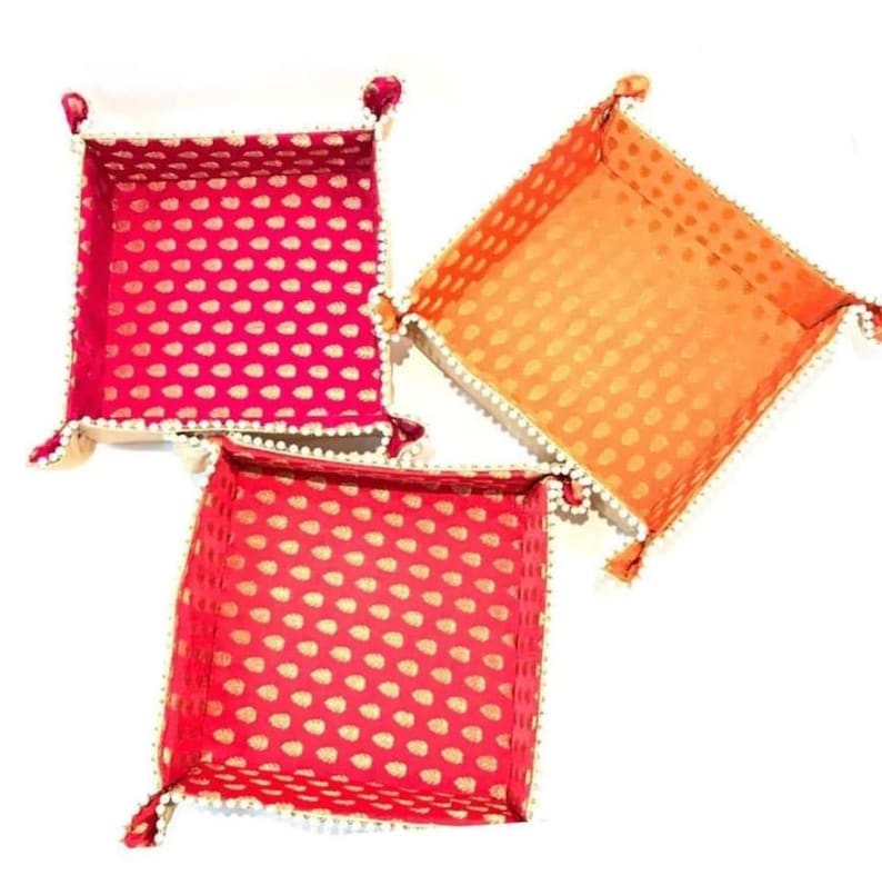 Brocade *Discounted Price* Foldable Indian Multi PurposeTray|Basket|Nuts|Mithai Box|Bhaji box|Hindu Wedding|Punjabi wedding|Wedding utility