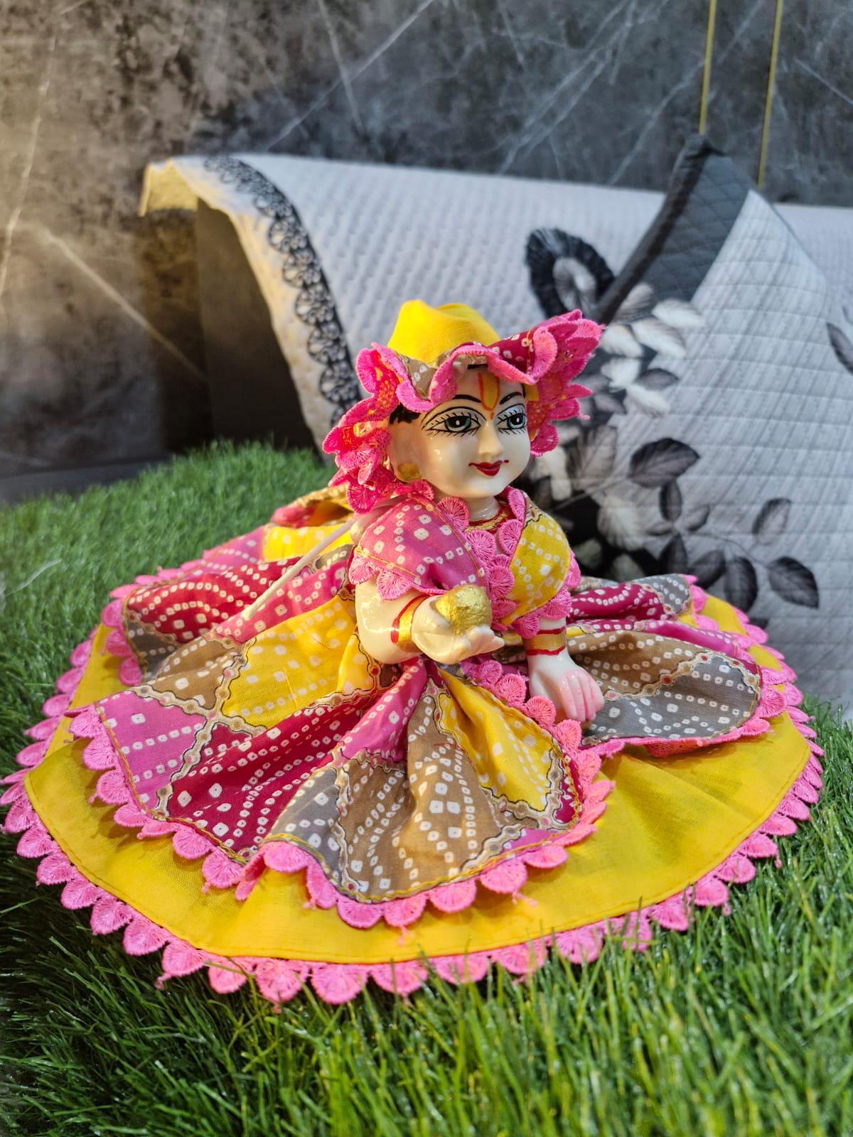 春夏新作モデル Ladoo Gopal Summer Cotton Dress With Cap-janamashtami 布おむつ・アクセサリー