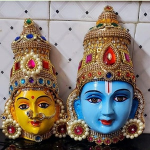 Ammavari VaraLakshmi VaramahaLakshmi-Narayan-Shivam-Meenakshi Amman-Murugan-Karthikeya-Ganesha-Papermache Goddess Face VaraLaxmi-MaaDurga