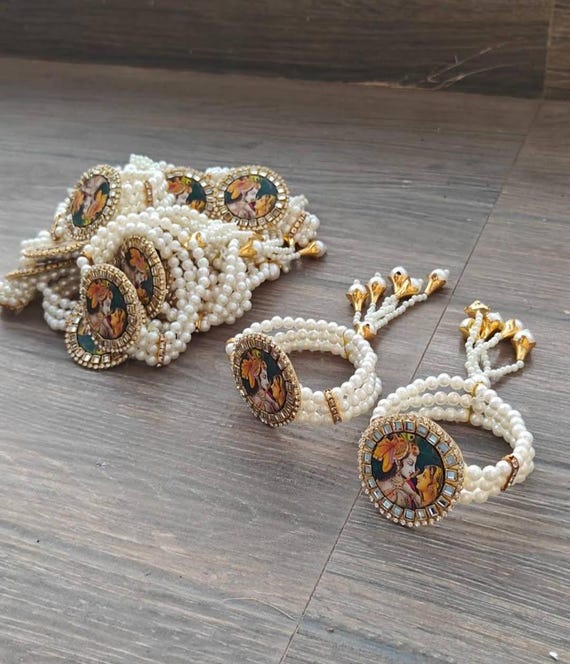 Indian Wedding Bracelet Favors/evil Eye/pony Flower/radha Krishna