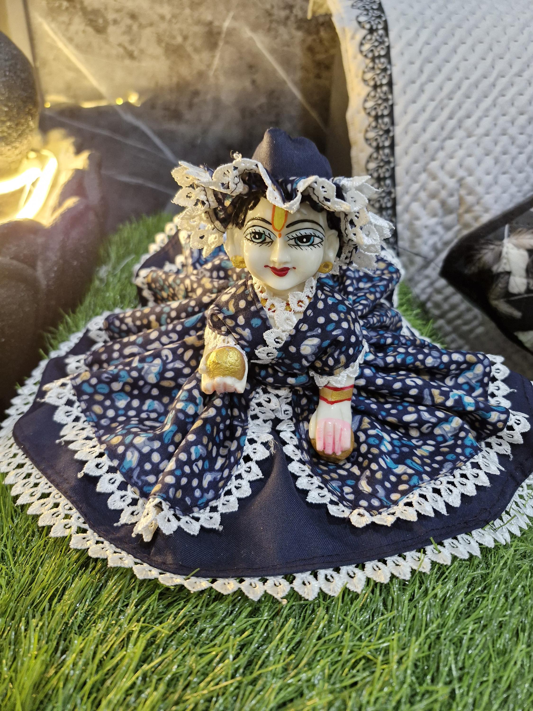 Ladoo Gopal Summer Cotton Dress With Cap-janamashtami