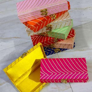 FreeShip Brocade Silk Gift Box-Cash-Jewelry-Mithai Box-Nikah-Mehendi Favor-Hindu Punjabi Wedding Favors-Diwali-Puja-Pastel Colors-Rakhi Gift