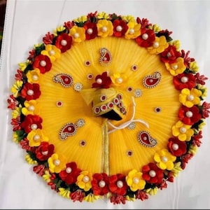 Ladoo Gopal dress-Heavy Poshak with mukut for KanhaJi-Pagdi-Lord RadhaKrishna Sharad Purnima Basant Panchami Dress-Birthday-Pooja Puja Favor