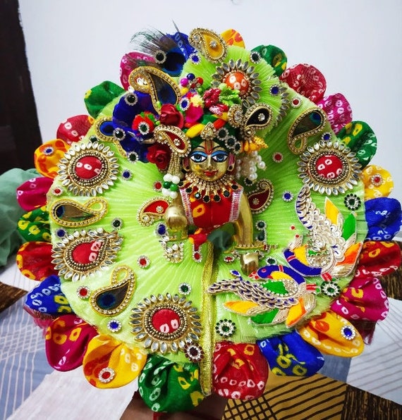 Buy Ladoo Gopal Dress bandhej Bandani Peacock Feather Kanhaji Poshak With Pagdi radha Krishna bal Gopal Bhagwan Dress temple Decor pooja Favor Online in India Etsy