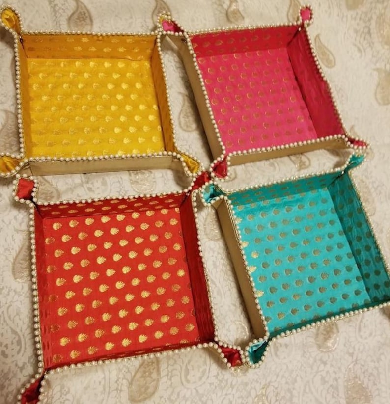 Brocade *Discounted Price* Foldable Indian Multi PurposeTray|Basket|Nuts|Mithai Box|Bhaji box|Hindu Wedding|Punjabi wedding|Wedding utility